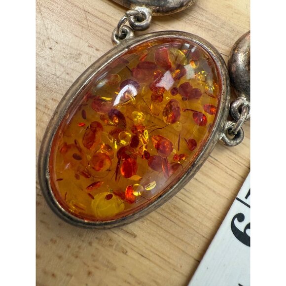 Amber Necklace & Earring Set With Silver Details - Picture 13 of 16